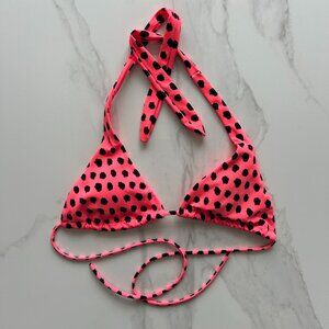 Victoria’s Secret Triangle Bikini Top – Neon Pink Polka Dot | Size Small